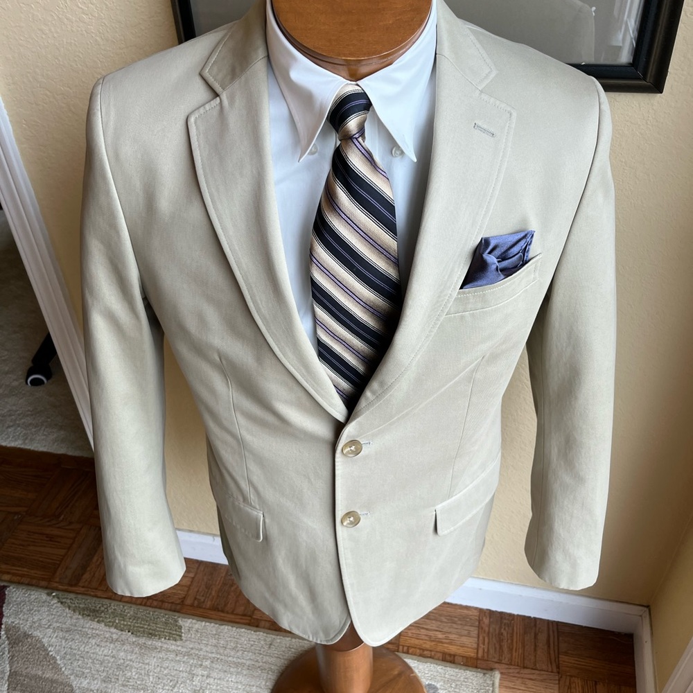 Banana Republic All Cotton Tan Jacket Size 38R Modern Fit - Picture 3 of 14